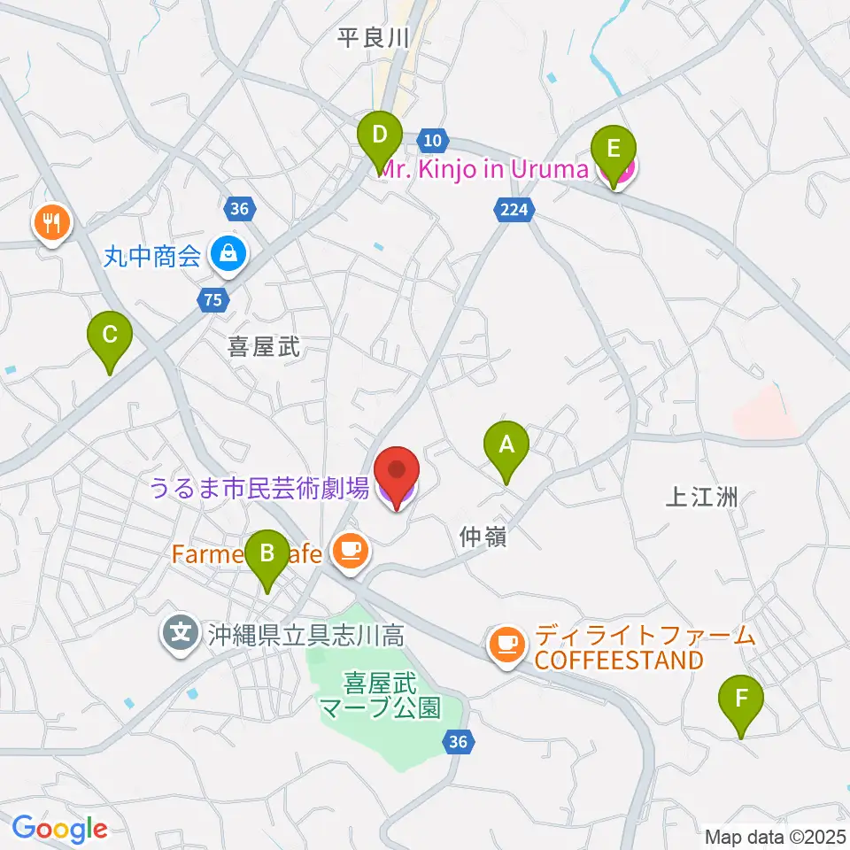 うるま市民芸術劇場周辺のホテル一覧地図