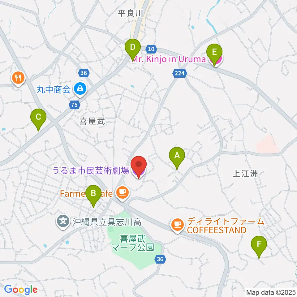 うるま市民芸術劇場周辺のホテル一覧地図