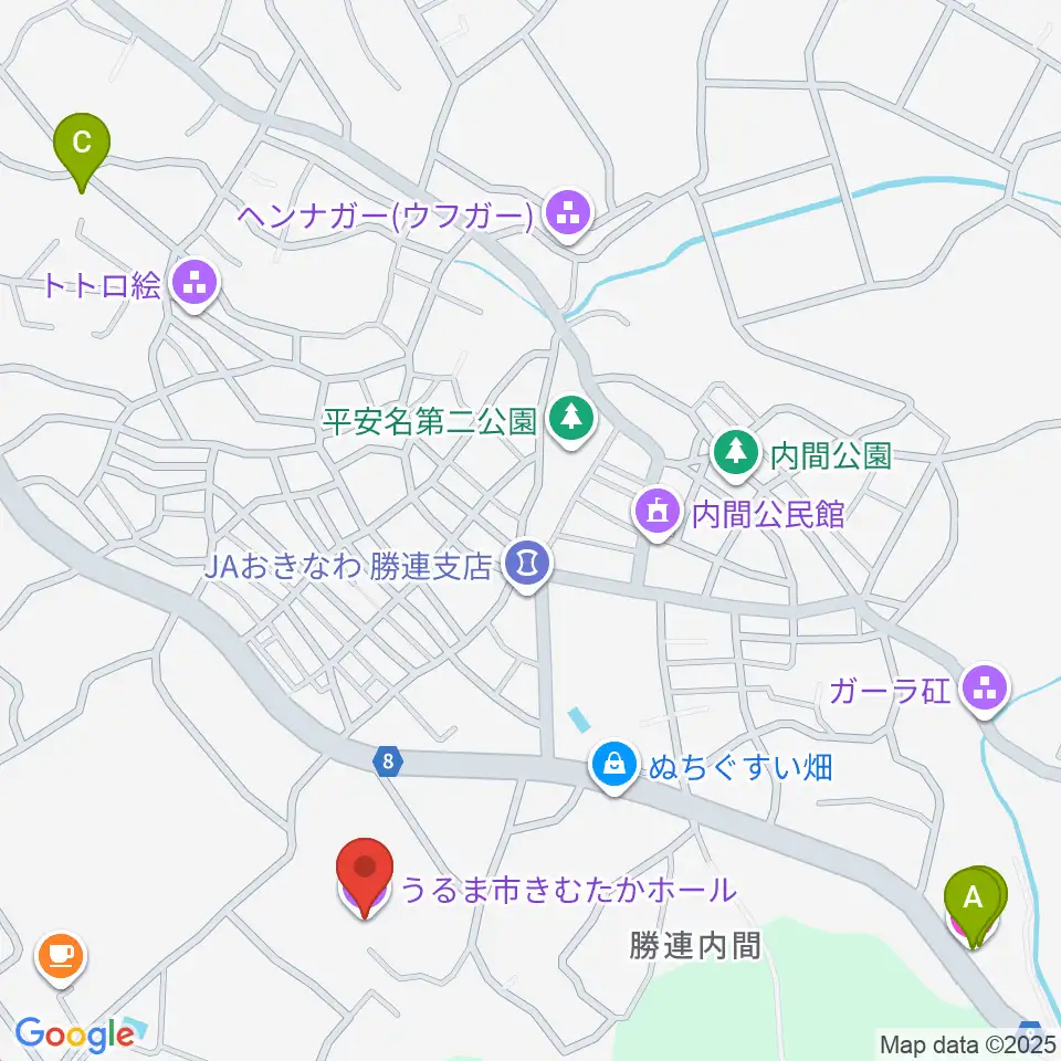 うるま市きむたかホール周辺のホテル一覧地図