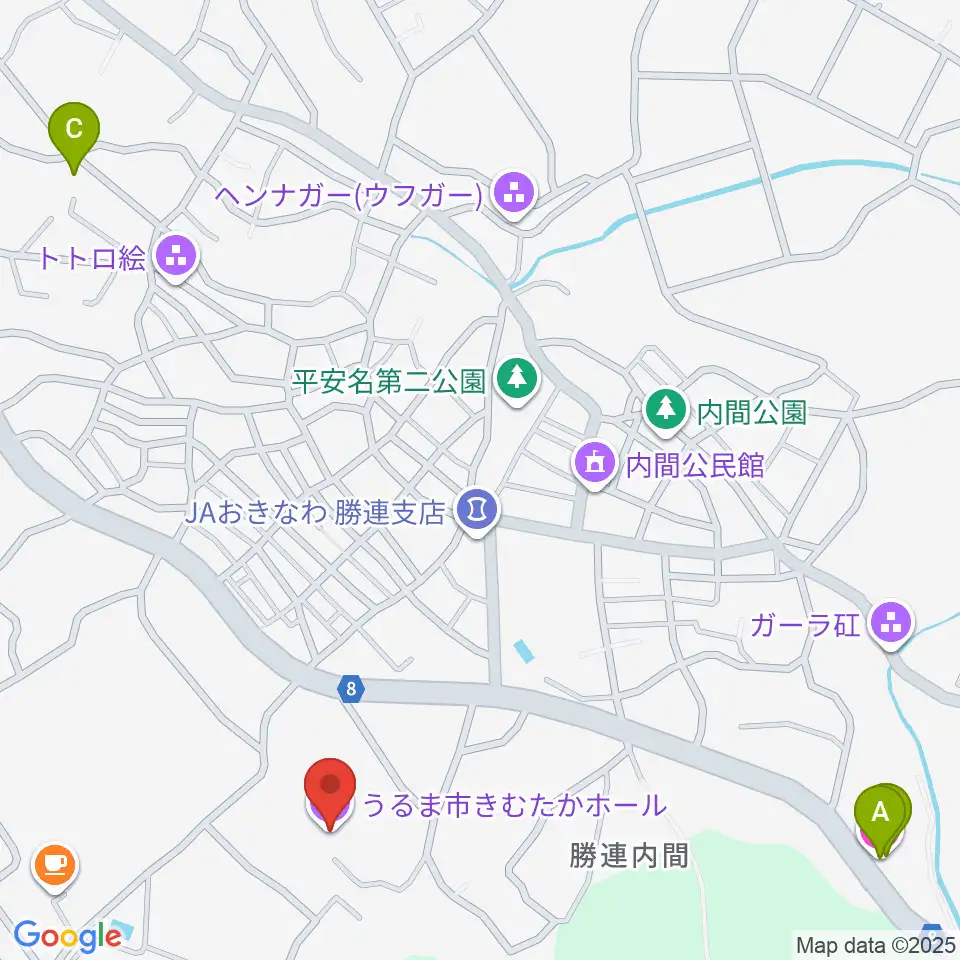 うるま市きむたかホール周辺のホテル一覧地図