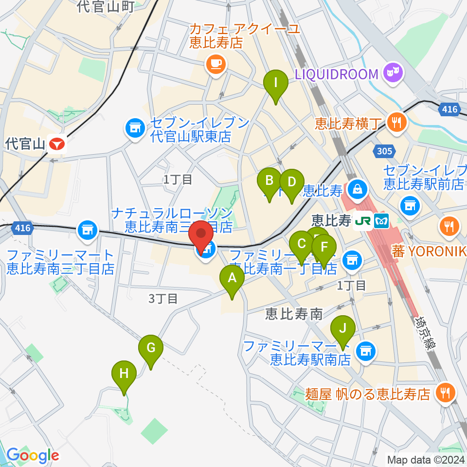 恵比寿BATICA周辺のホテル一覧地図