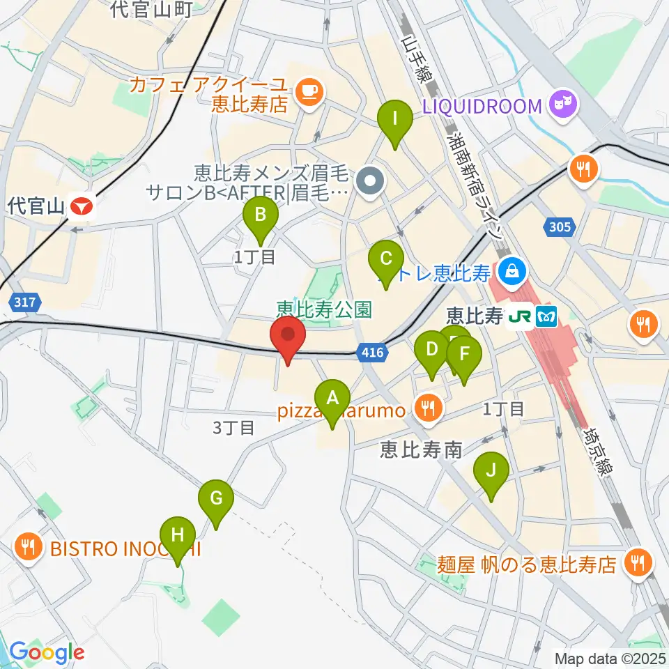 恵比寿BATICA周辺のホテル一覧地図