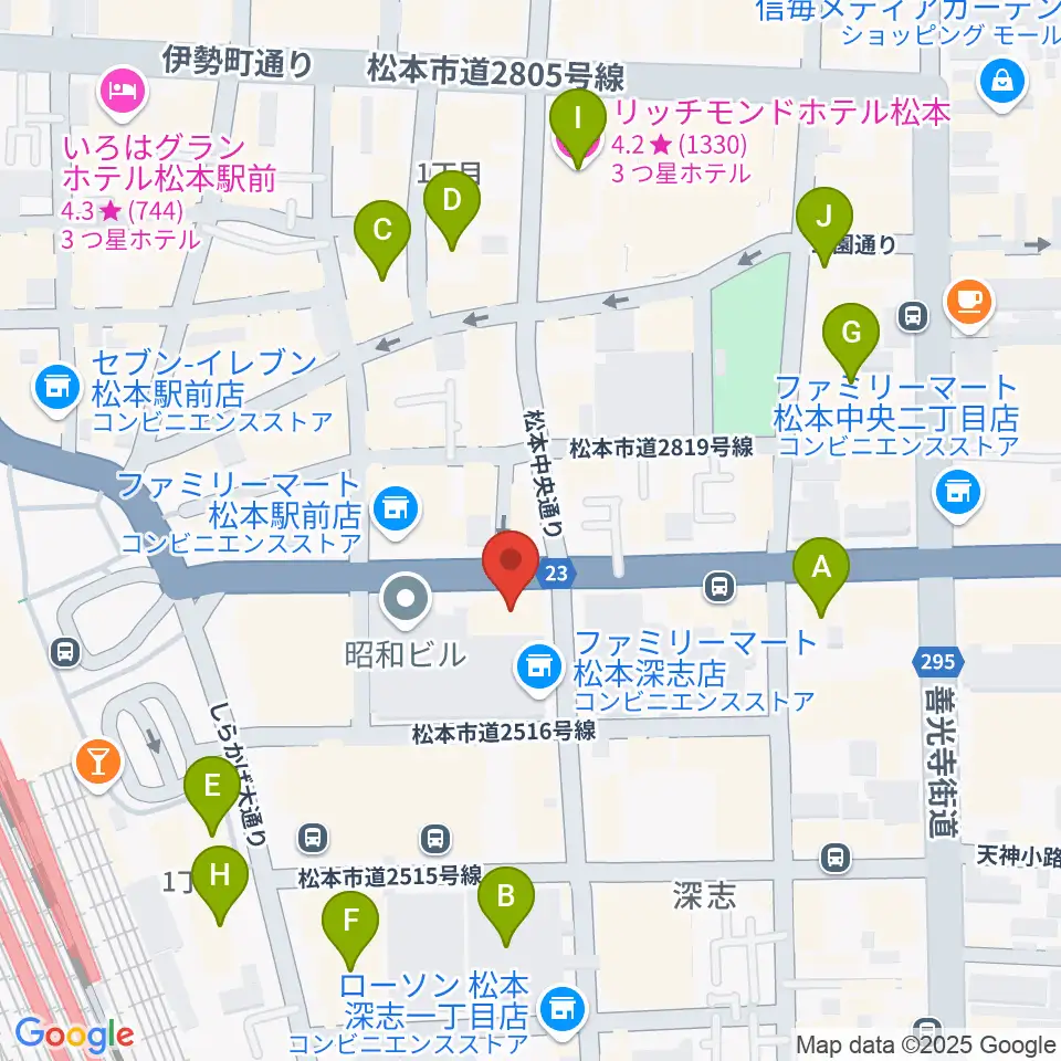 ミュージックプラザオグチ周辺のホテル一覧地図