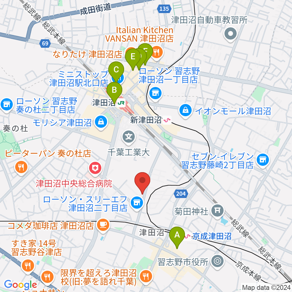 音楽工房ピアスタ周辺のホテル一覧地図