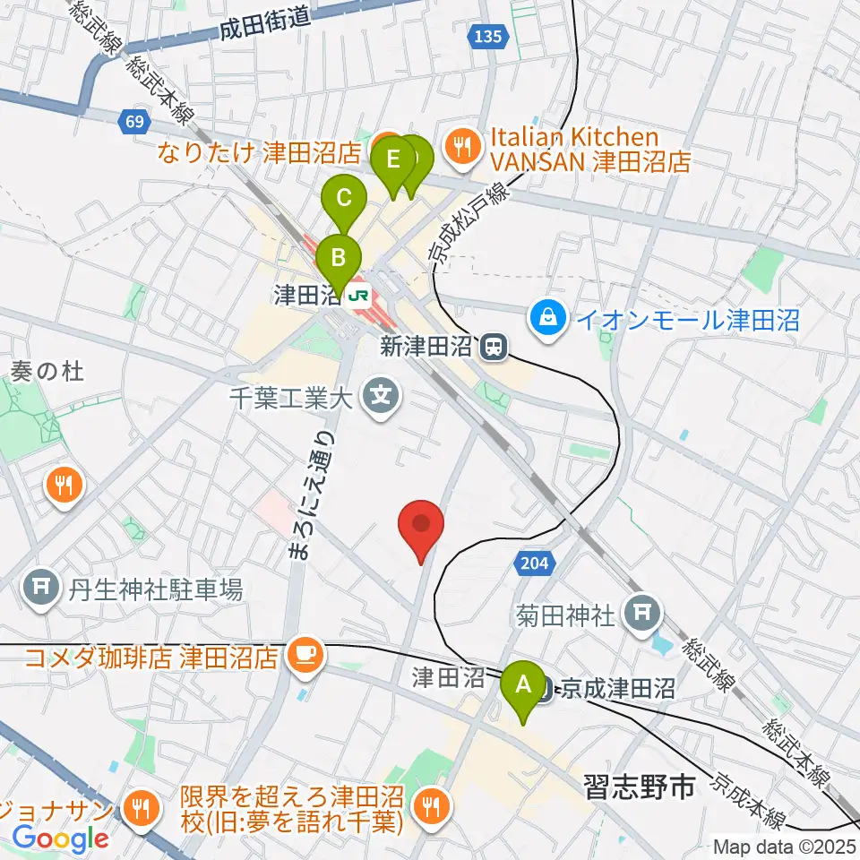 音楽工房ピアスタ周辺のホテル一覧地図