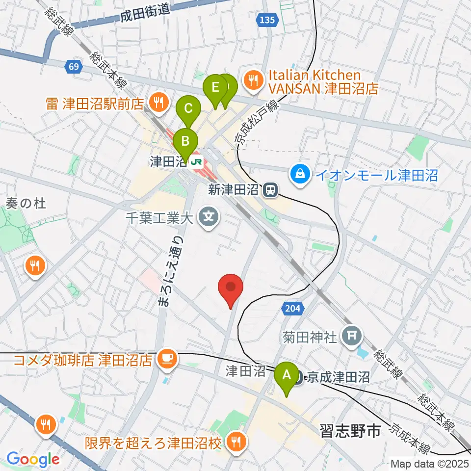 音楽工房ピアスタ周辺のホテル一覧地図