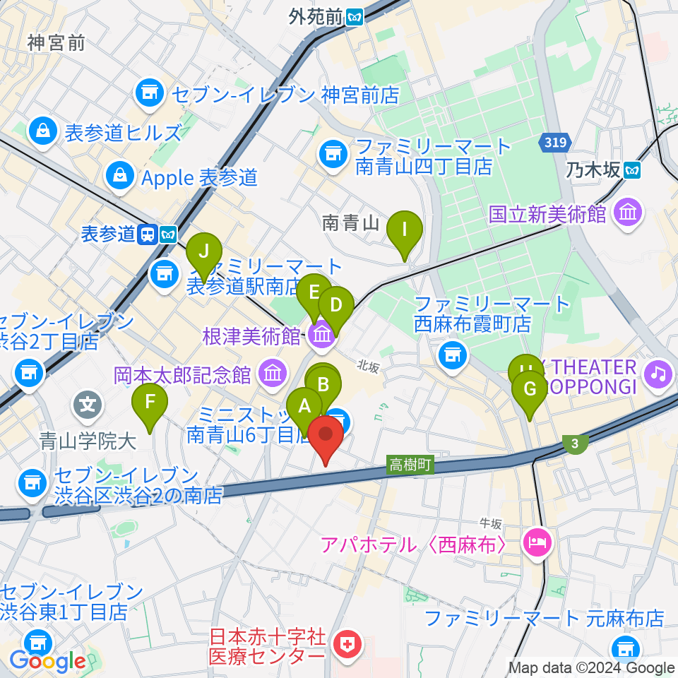 南青山レッドシューズ周辺のホテル一覧地図