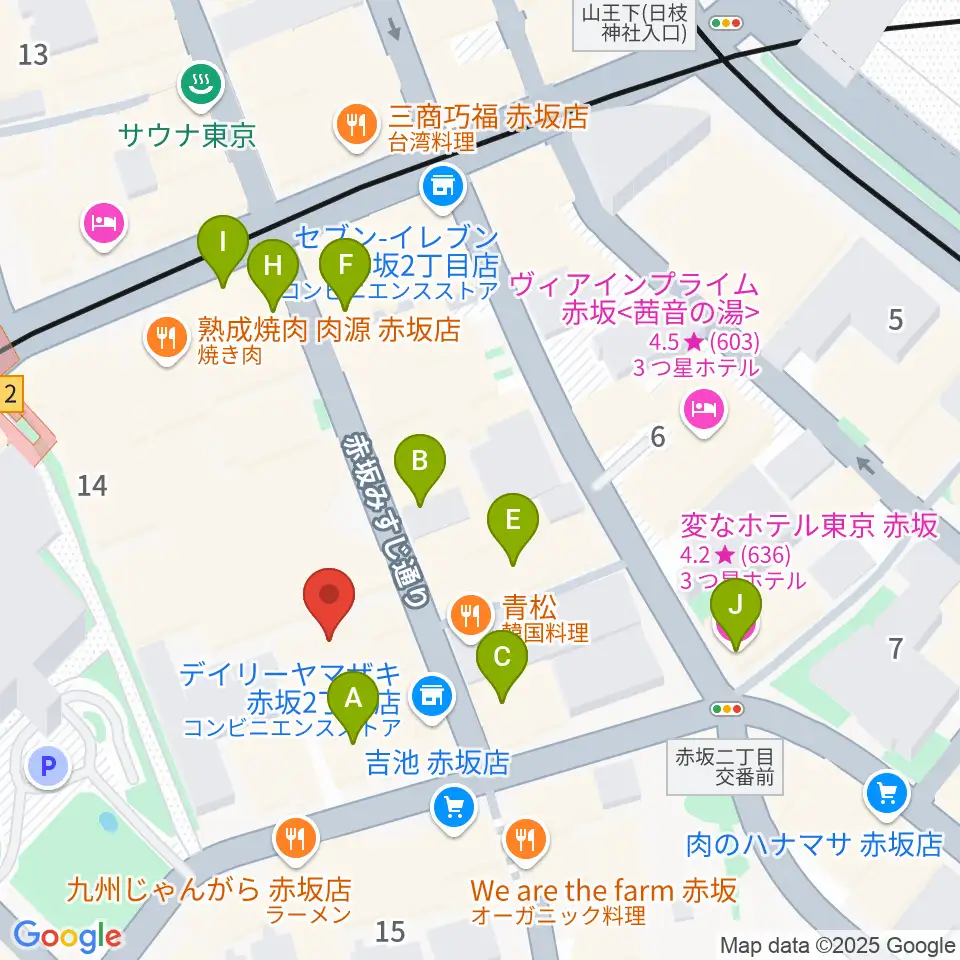 赤坂Jaka'z周辺のホテル一覧地図