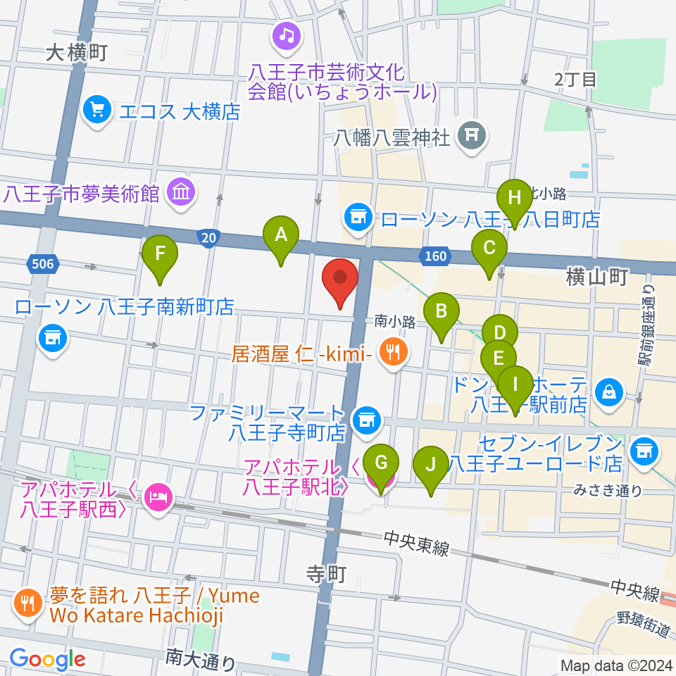 八王子SHeLTeR周辺のホテル一覧地図