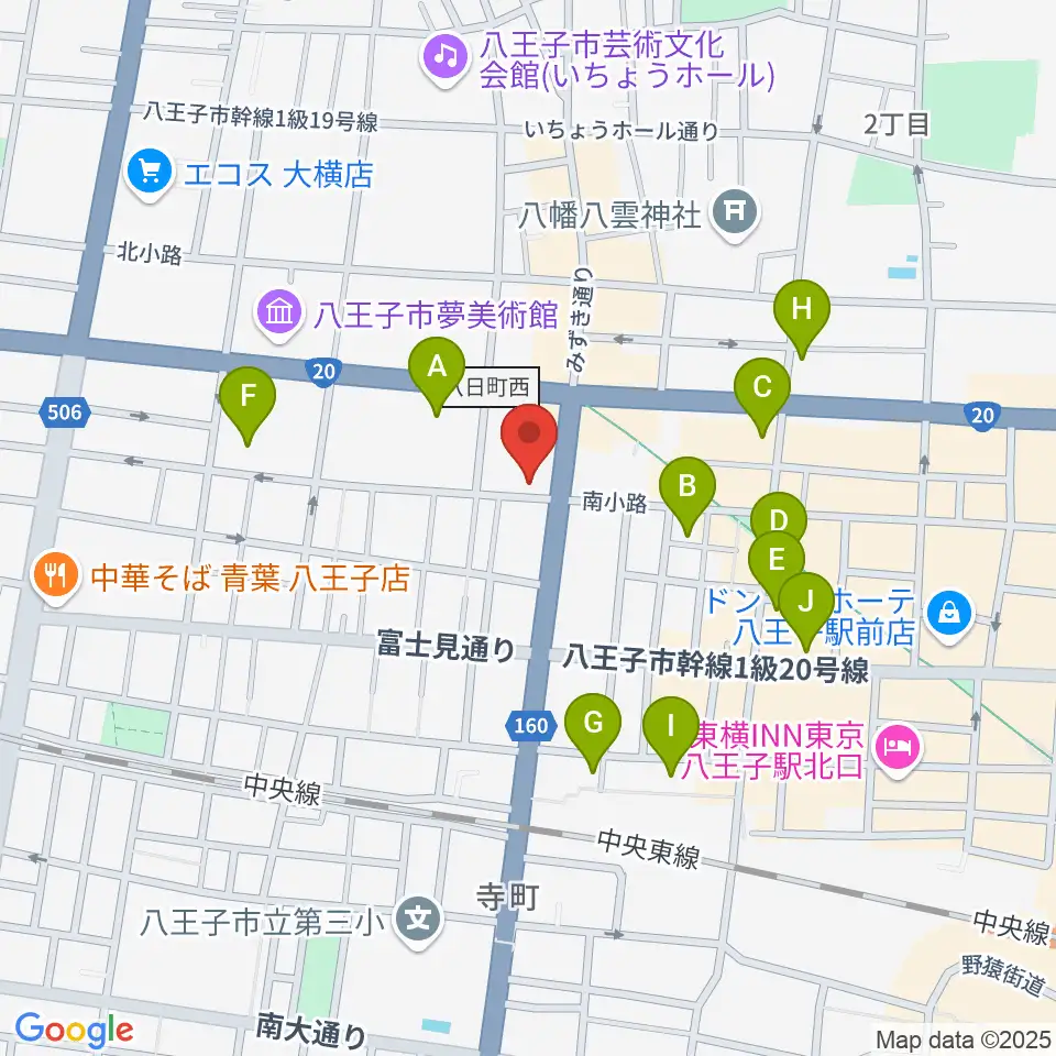 八王子SHeLTeR周辺のホテル一覧地図