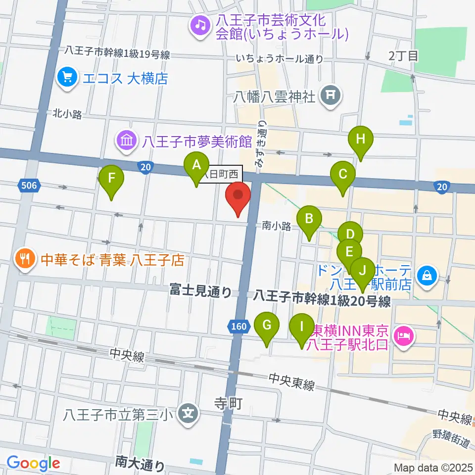 八王子SHeLTeR周辺のホテル一覧地図