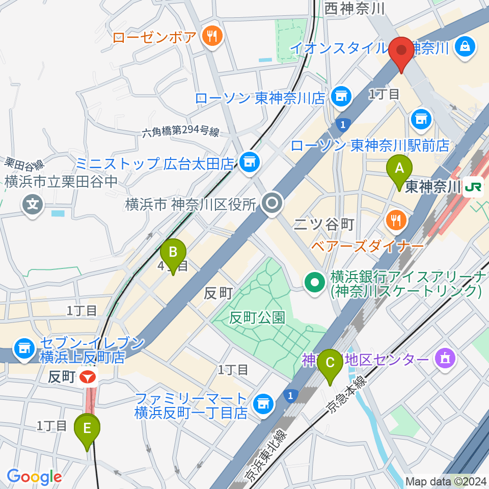 東神奈川音楽英語教育研究所周辺のホテル一覧地図