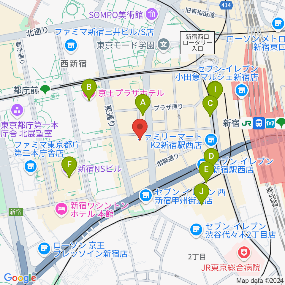 EYS音楽教室 新宿スタジオ周辺のホテル一覧地図