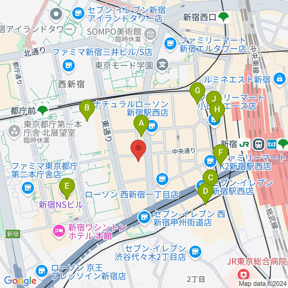 EYS音楽教室 新宿スタジオ周辺のホテル一覧地図