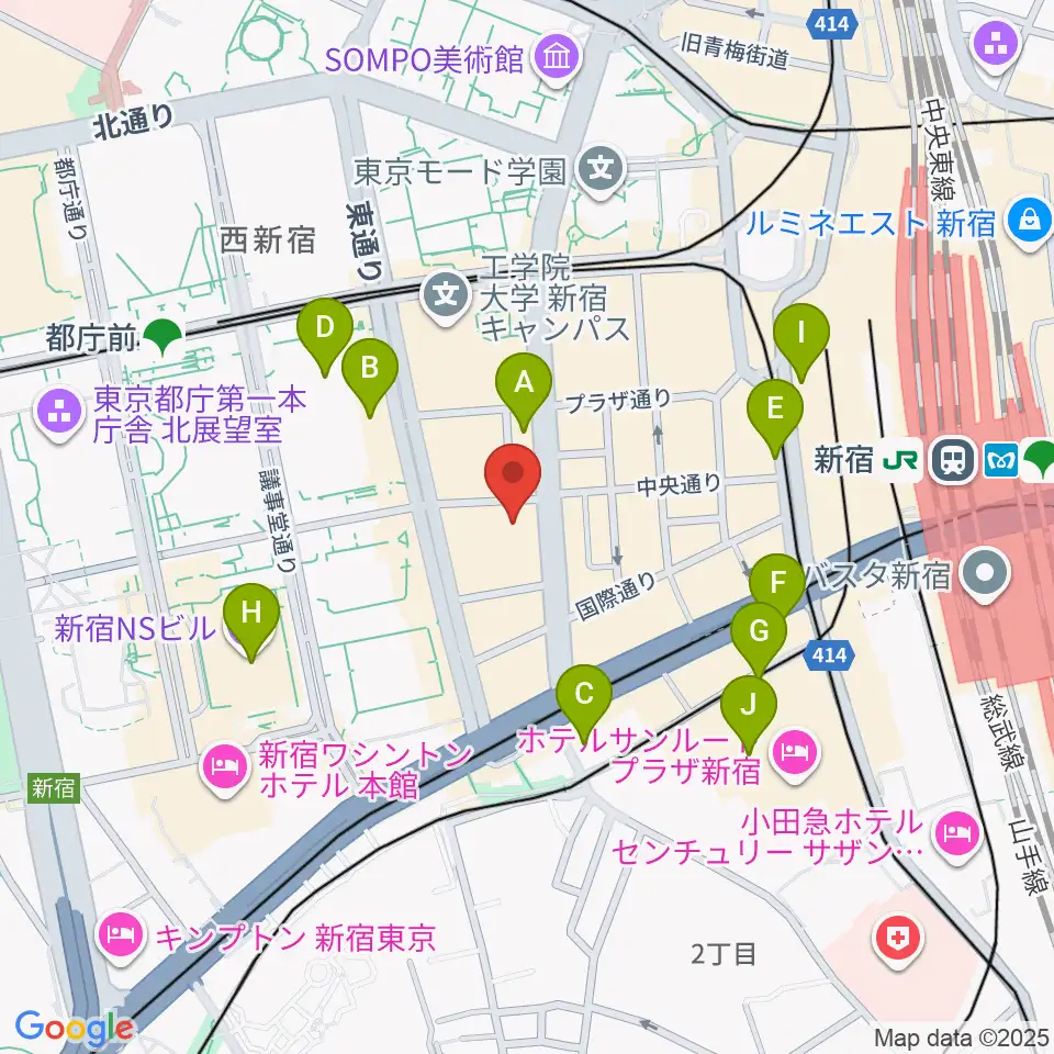 EYS音楽教室 新宿スタジオ周辺のホテル一覧地図