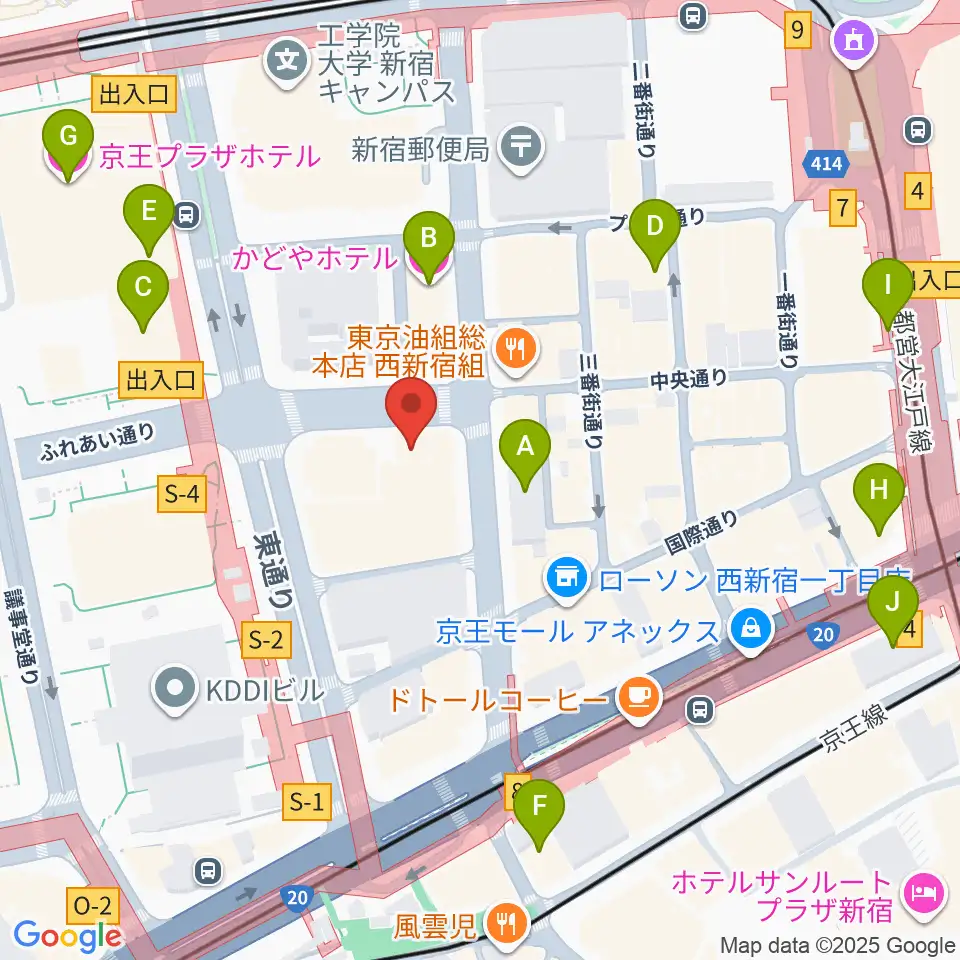 EYS音楽教室 新宿スタジオ周辺のホテル一覧地図