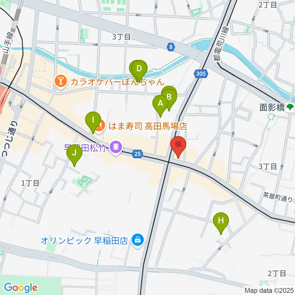 高田馬場新堀ギター音楽院周辺のホテル一覧地図