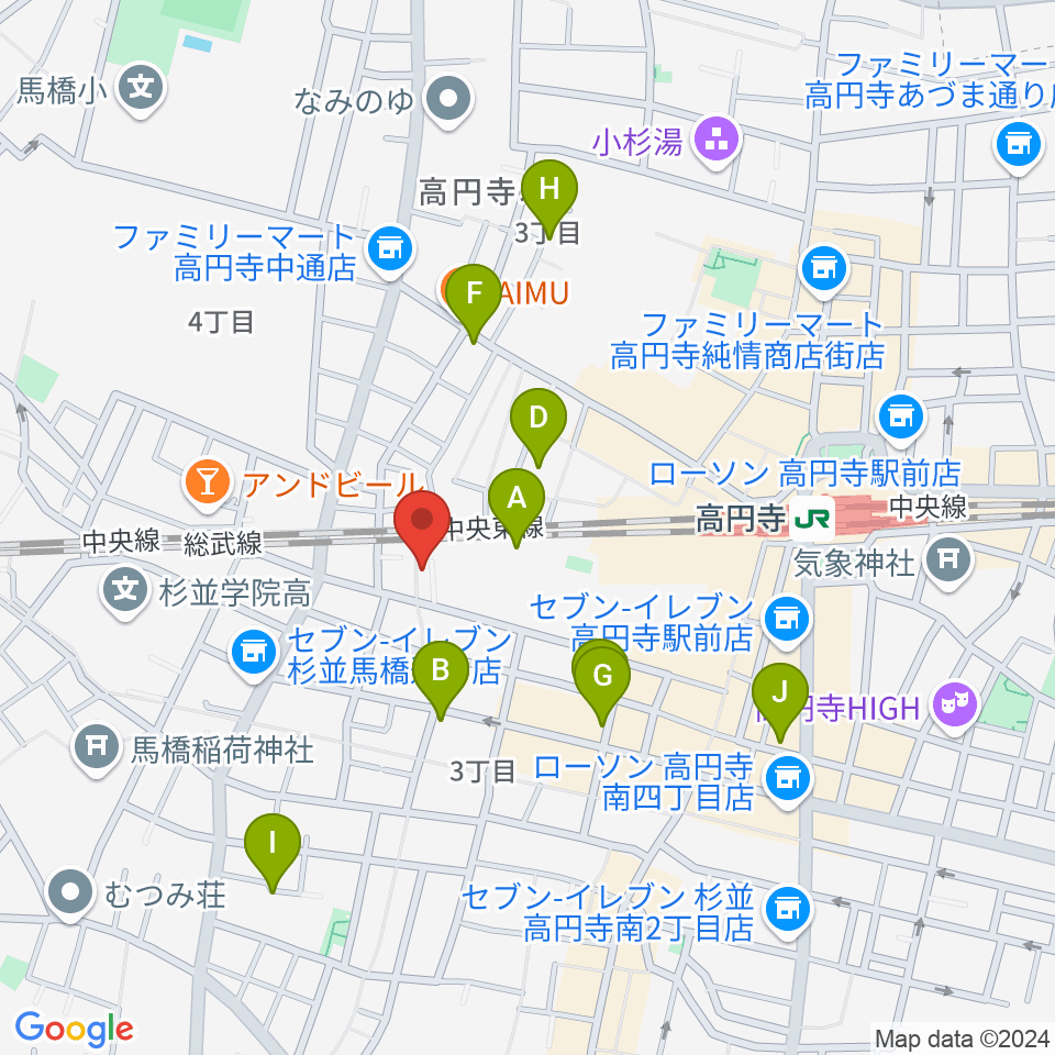 片岡マンドリン研究所周辺のホテル一覧地図