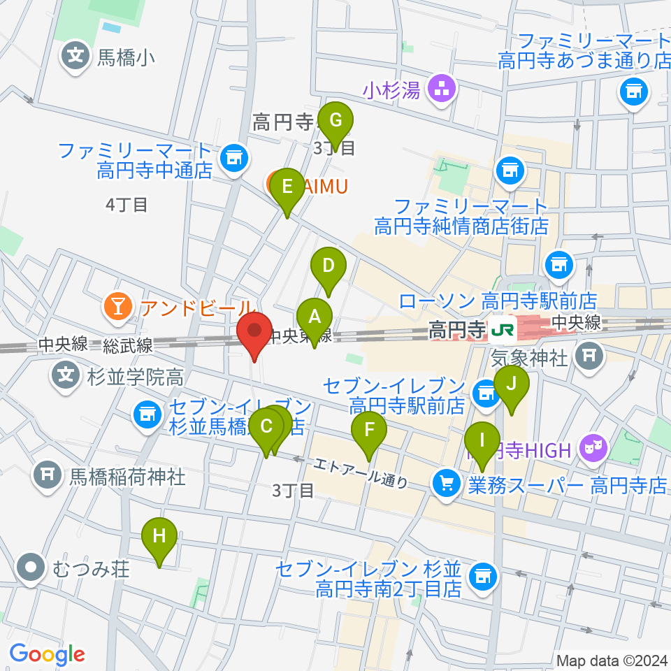 片岡マンドリン研究所周辺のホテル一覧地図