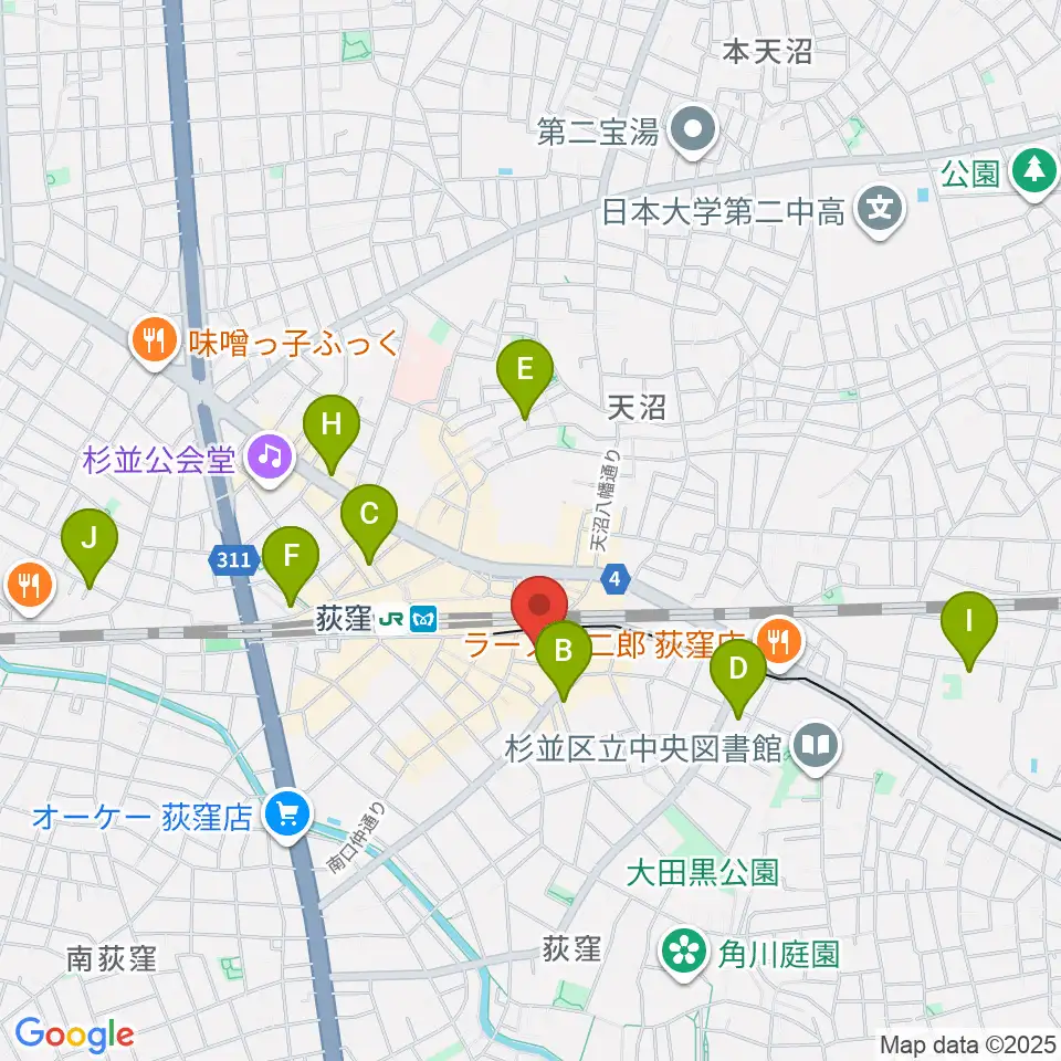 荻窪ミュージックセンター周辺のホテル一覧地図