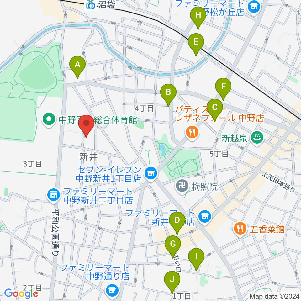 ヒロミュージックスクール沼袋校周辺のホテル一覧地図