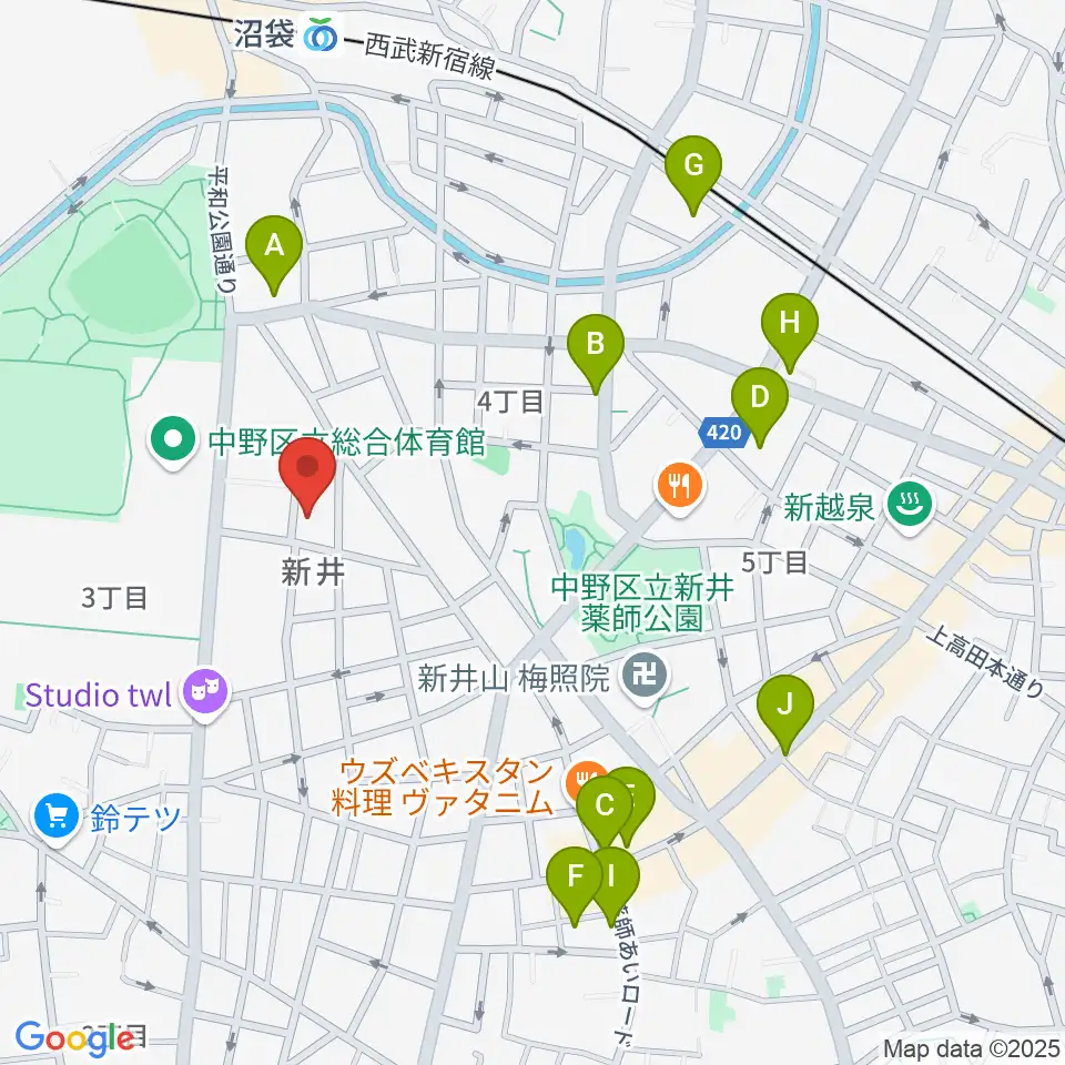 ヒロミュージックスクール沼袋校周辺のホテル一覧地図