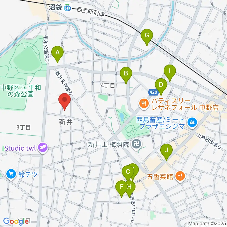 ヒロミュージックスクール沼袋校周辺のホテル一覧地図