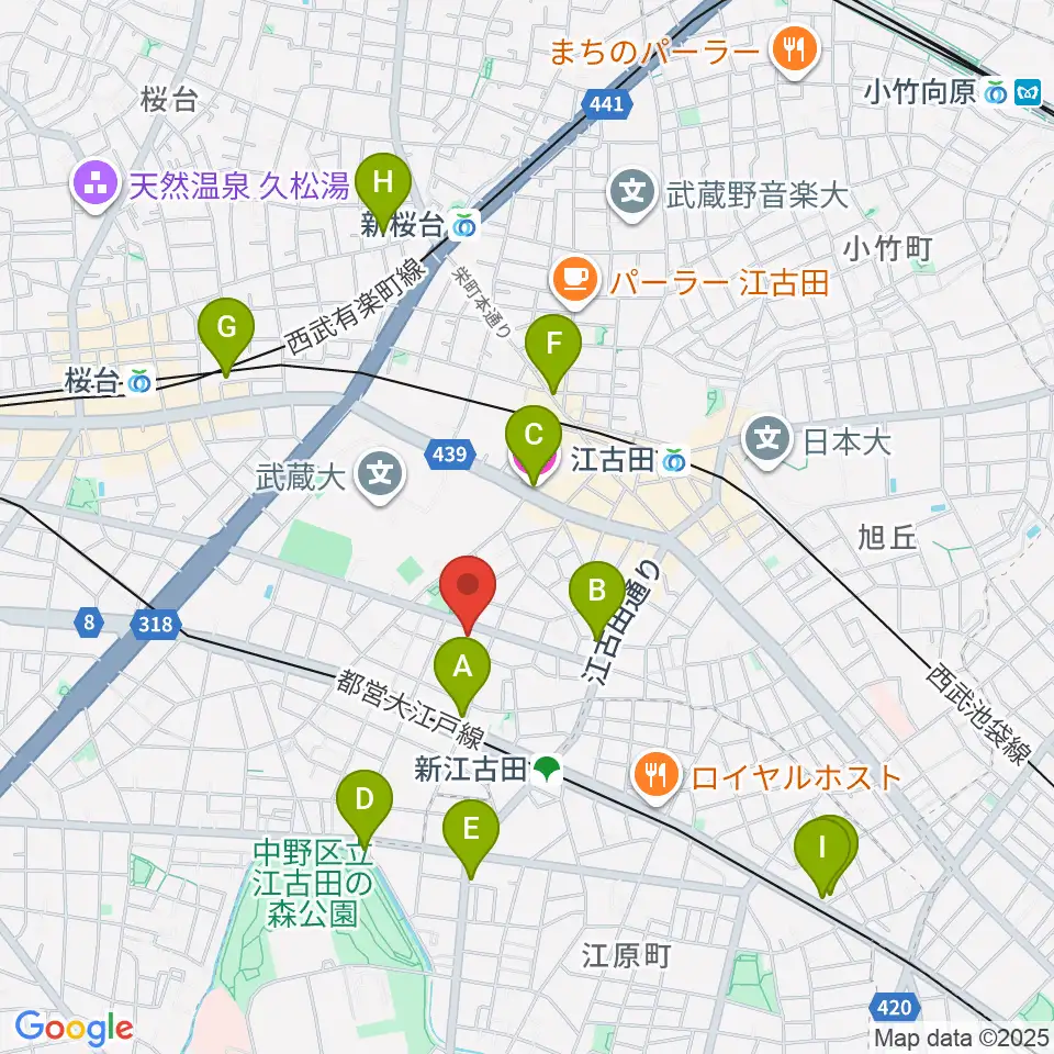 江古田Pスタジオ周辺のホテル一覧地図
