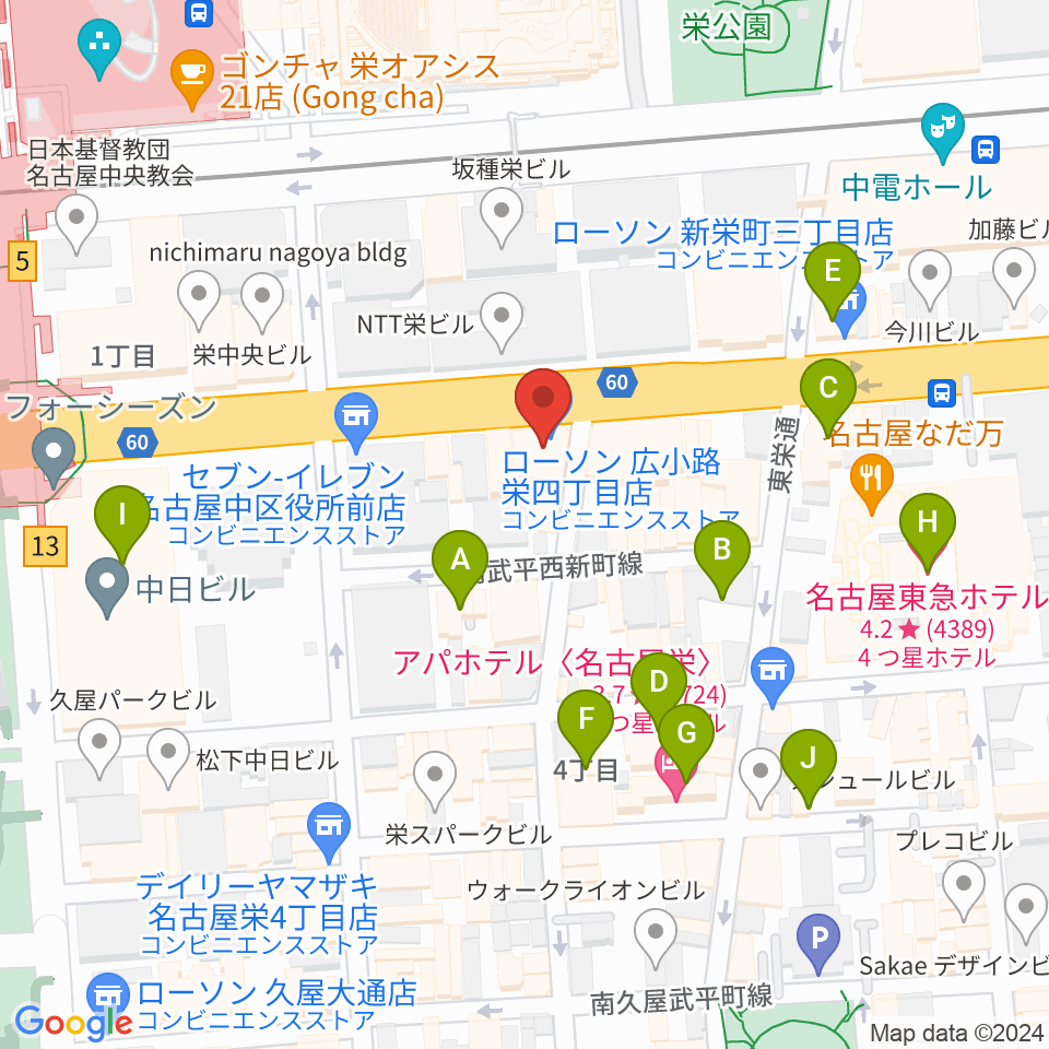 ボーカルスクールVOAT名古屋校周辺のホテル一覧地図