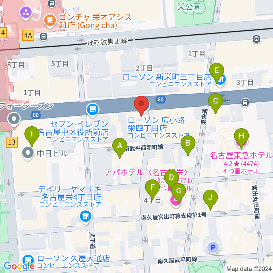 ボーカルスクールVOAT名古屋校周辺のホテル一覧地図