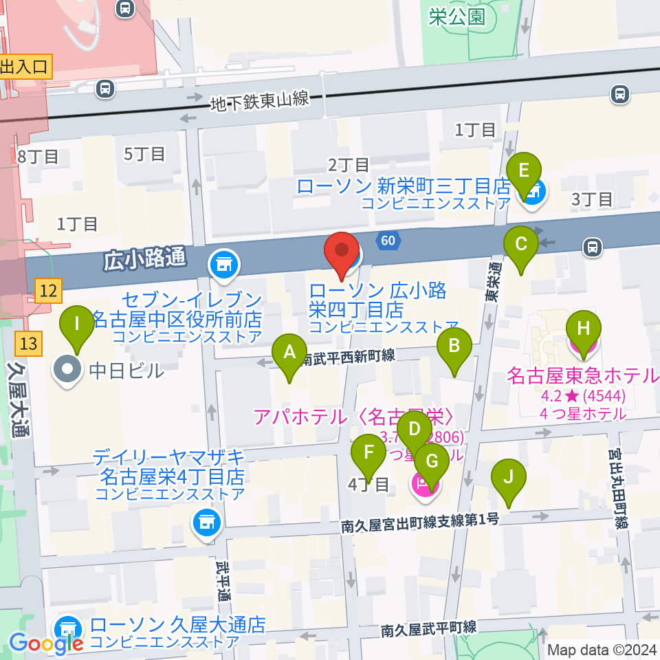 ボーカルスクールVOAT名古屋校周辺のホテル一覧地図