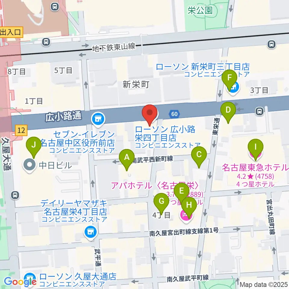 ボーカルスクールVOAT名古屋校周辺のホテル一覧地図