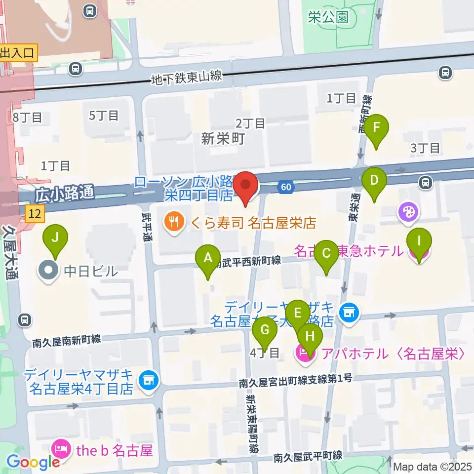 ボーカルスクールVOAT名古屋校周辺のホテル一覧地図