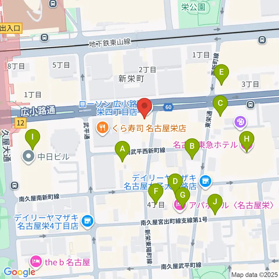 ボーカルスクールVOAT名古屋校周辺のホテル一覧地図