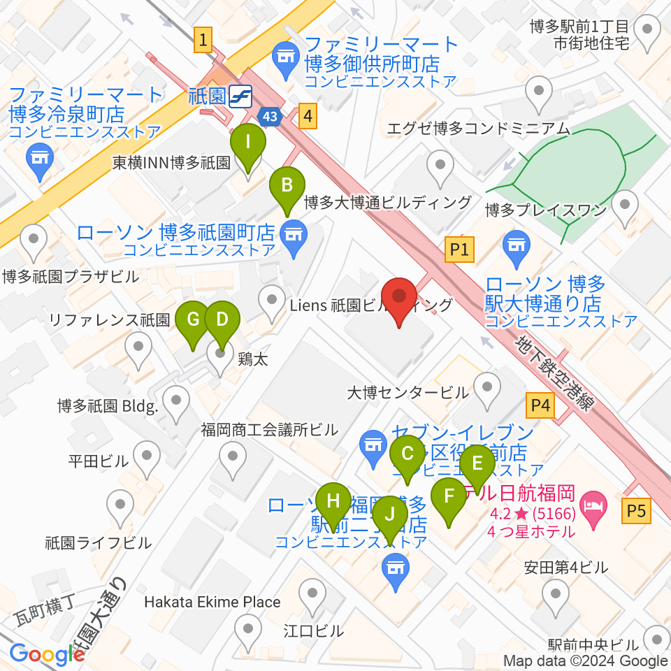 ボーカルスクールVOAT 福岡校周辺のホテル一覧地図