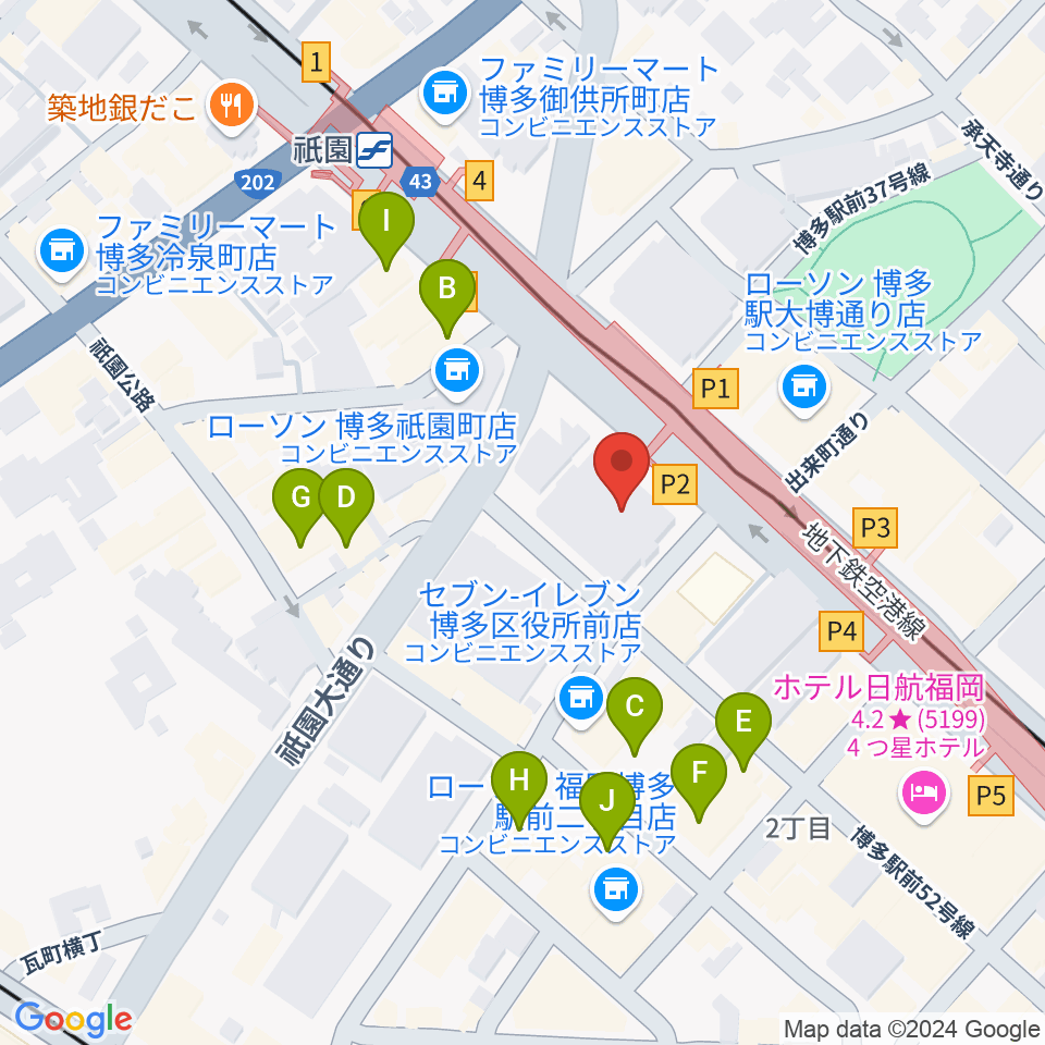 ボーカルスクールVOAT 福岡校周辺のホテル一覧地図