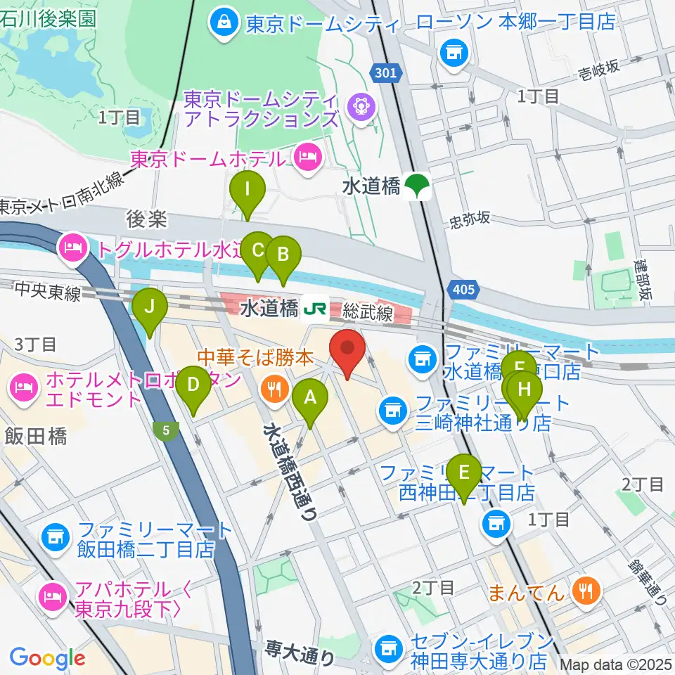 シブイオンガクスタヂオ飯田橋教室周辺のホテル一覧地図