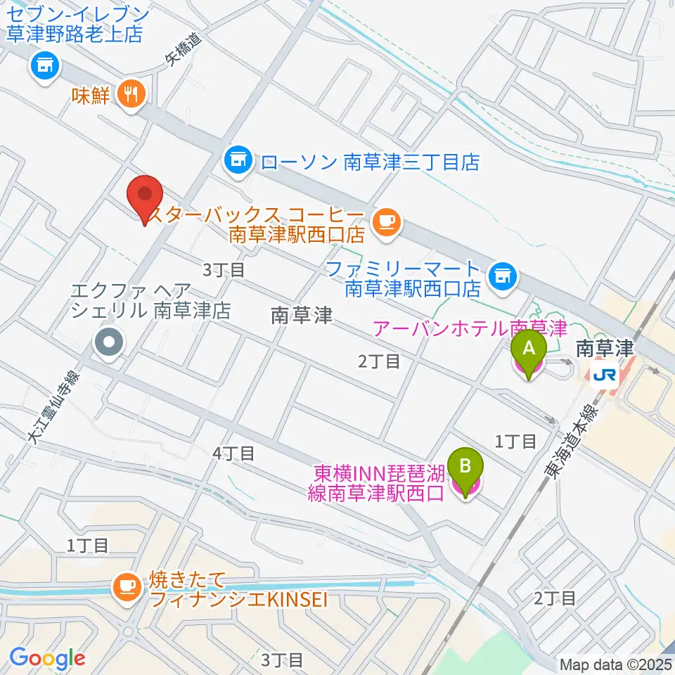 ロマン楽器 草津本店・ロマンホール周辺のホテル一覧地図