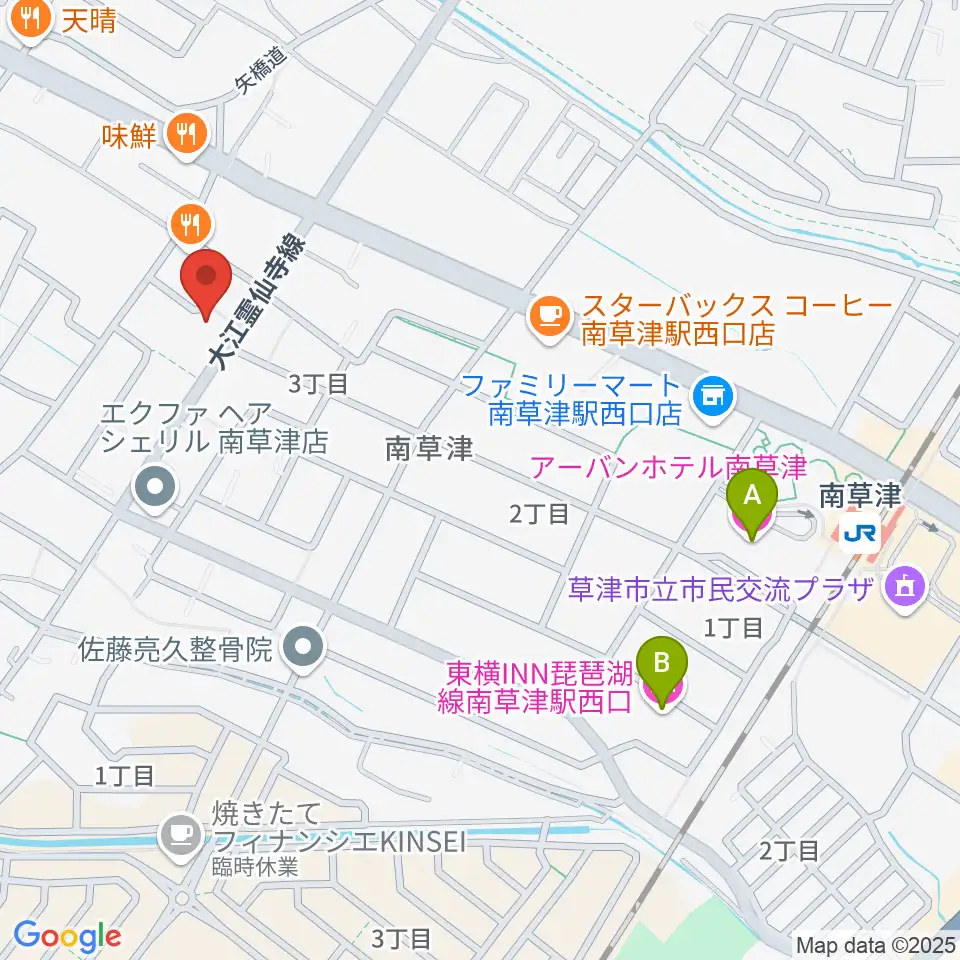 ロマン楽器 草津本店・ロマンホール周辺のホテル一覧地図