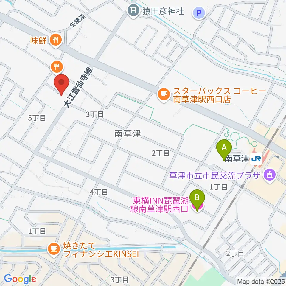 ロマン楽器 草津本店・ロマンホール周辺のホテル一覧地図