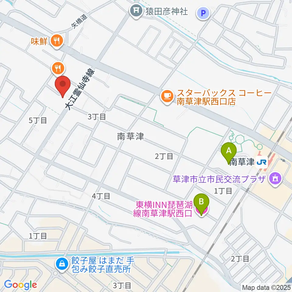 ロマン楽器 草津本店・ロマンホール周辺のホテル一覧地図