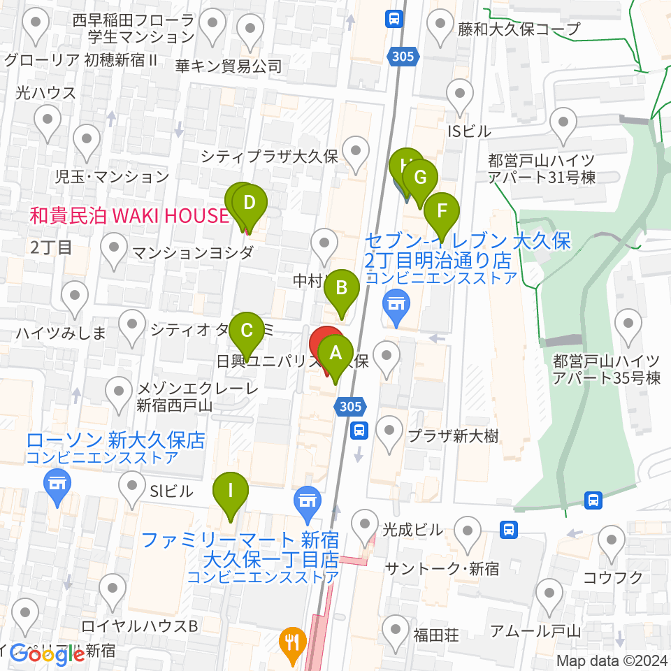 新宿グラムシュタイン周辺のホテル一覧地図