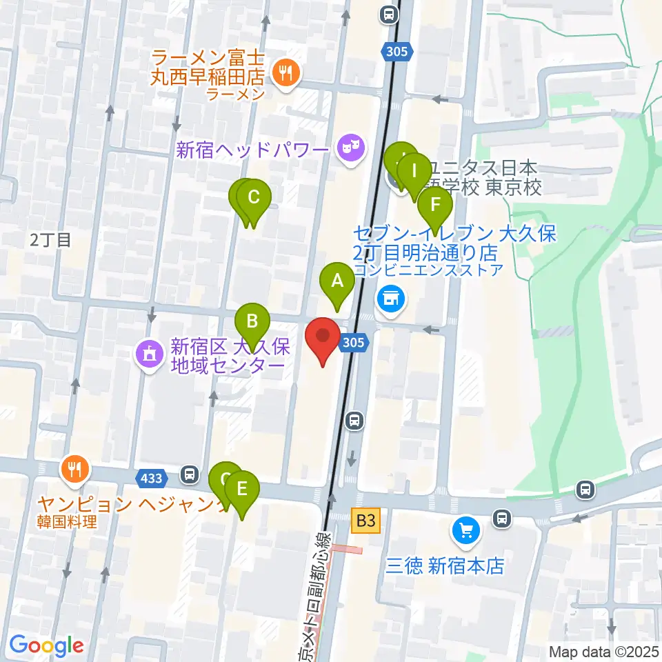 新宿グラムシュタイン周辺のホテル一覧地図