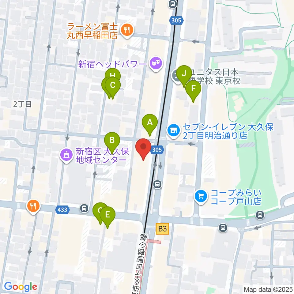 新宿グラムシュタイン周辺のホテル一覧地図
