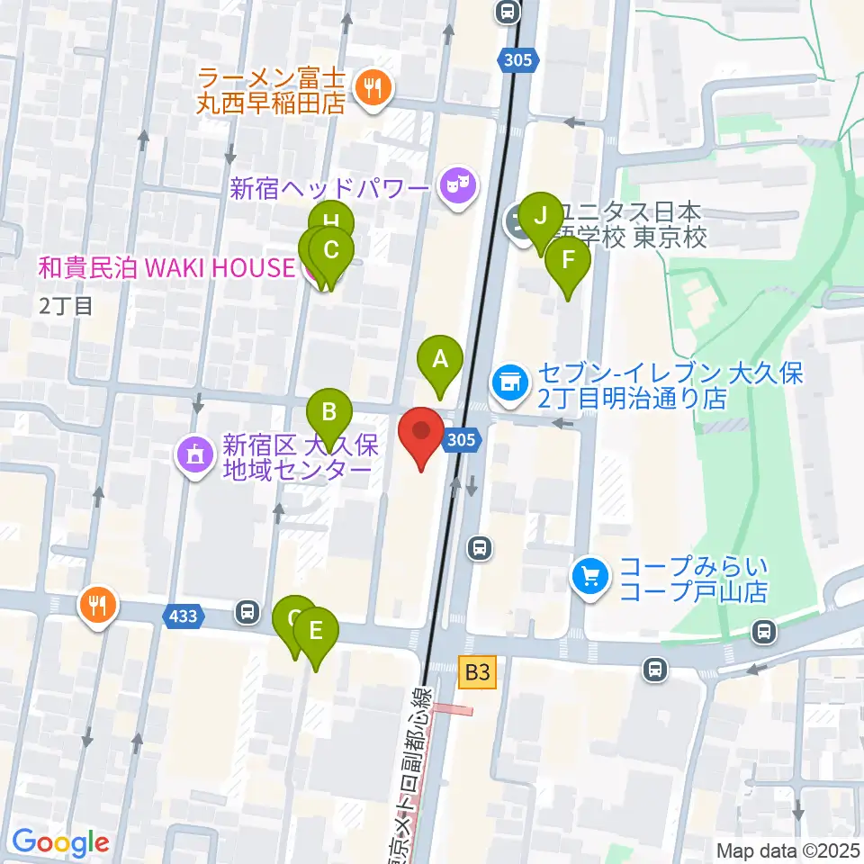 新宿グラムシュタイン周辺のホテル一覧地図
