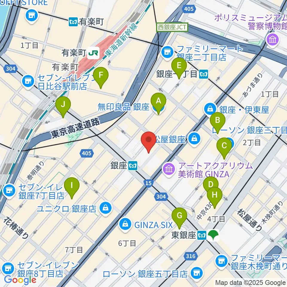 銀座十字屋ハープ&フルートサロン周辺のホテル一覧地図