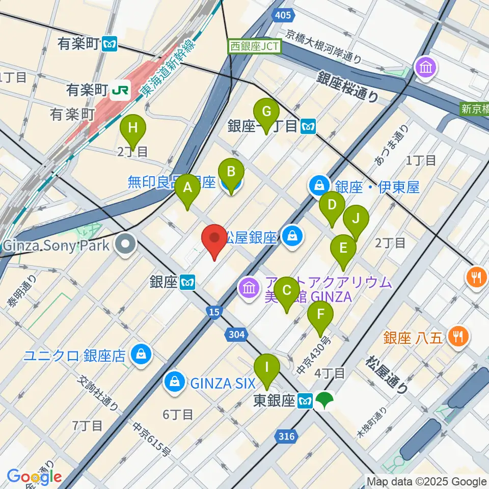 銀座十字屋ハープ&フルートサロン周辺のホテル一覧地図