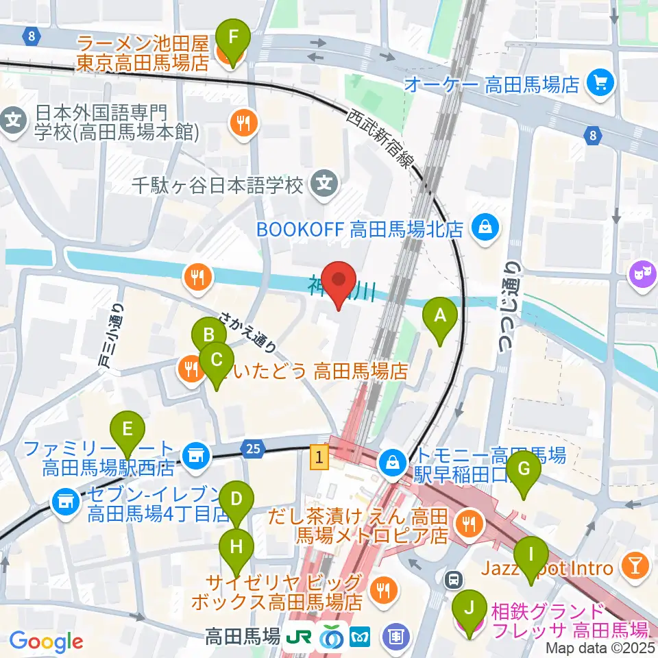 ペペタスギター教室 高田馬場教室周辺のホテル一覧地図