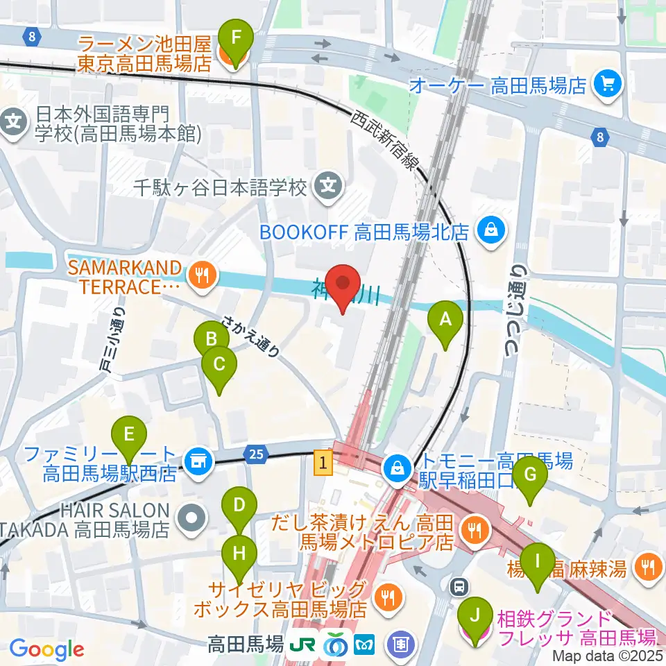 ペペタスギター教室 高田馬場教室周辺のホテル一覧地図
