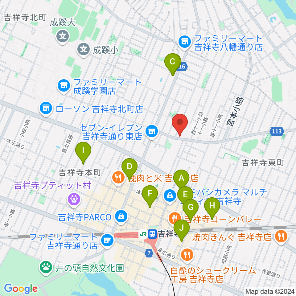 スズキ・メソード吉祥寺センター周辺のホテル一覧地図